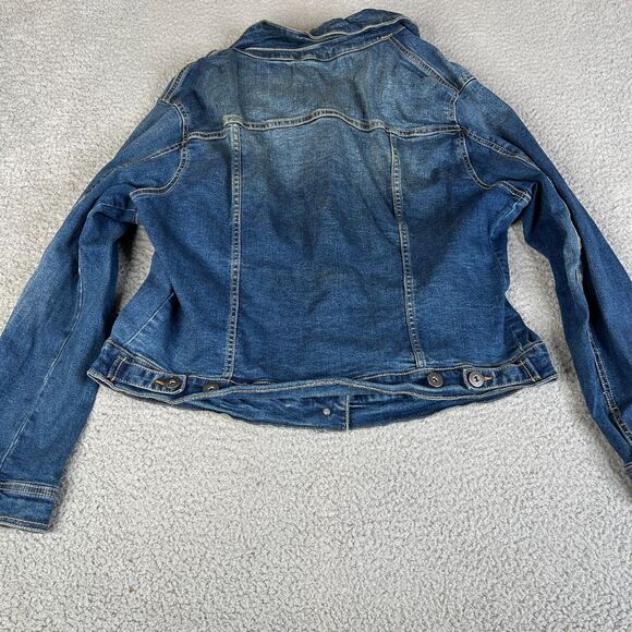 Torrid Denim Jacket Womens 2 18/20 Trucker Metal Buttons Jean Stretch - Picture 4 of 13